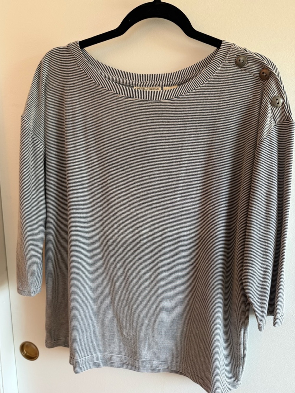 Christian Siriano Navy & White Striped Tee